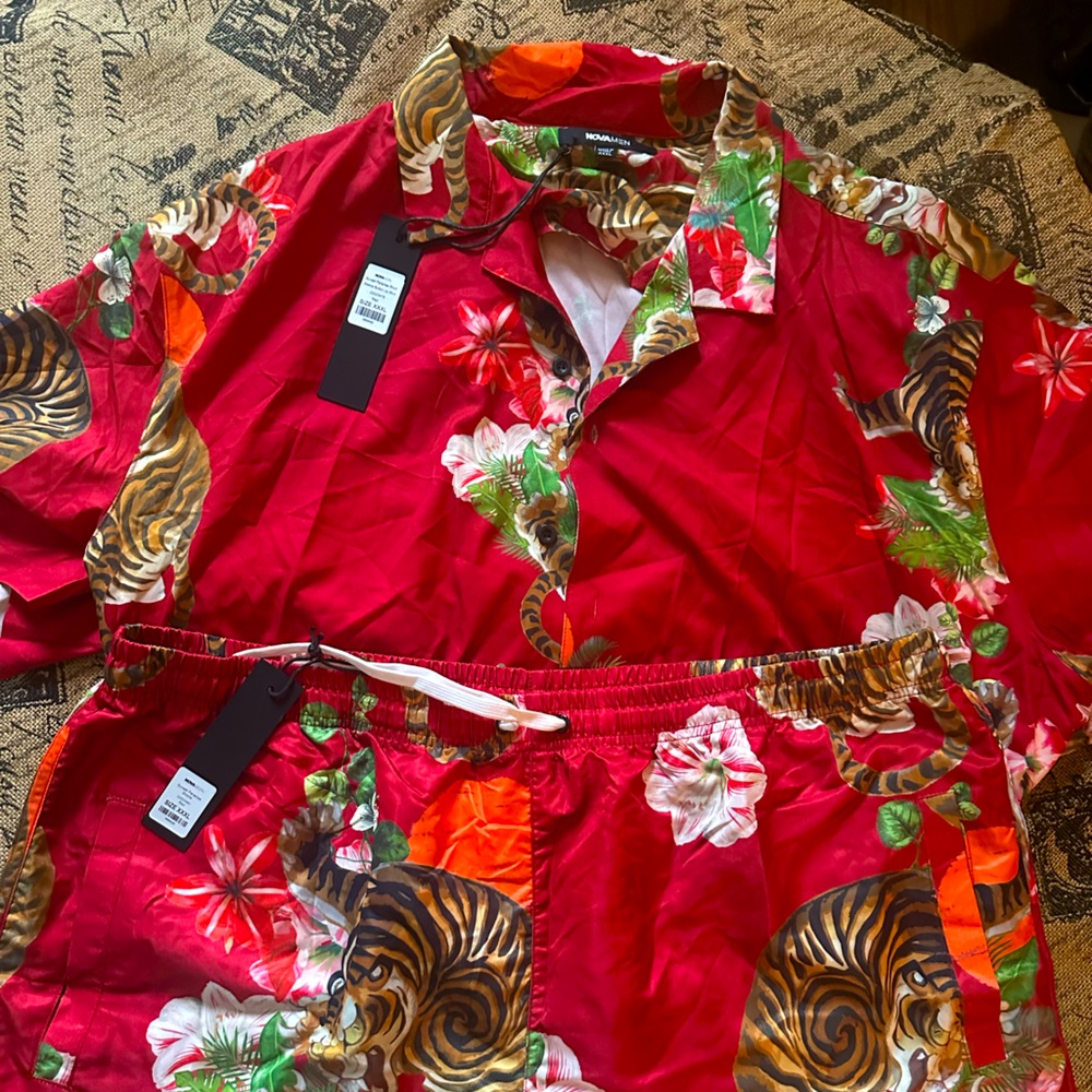 Red Tiger Print Swim set